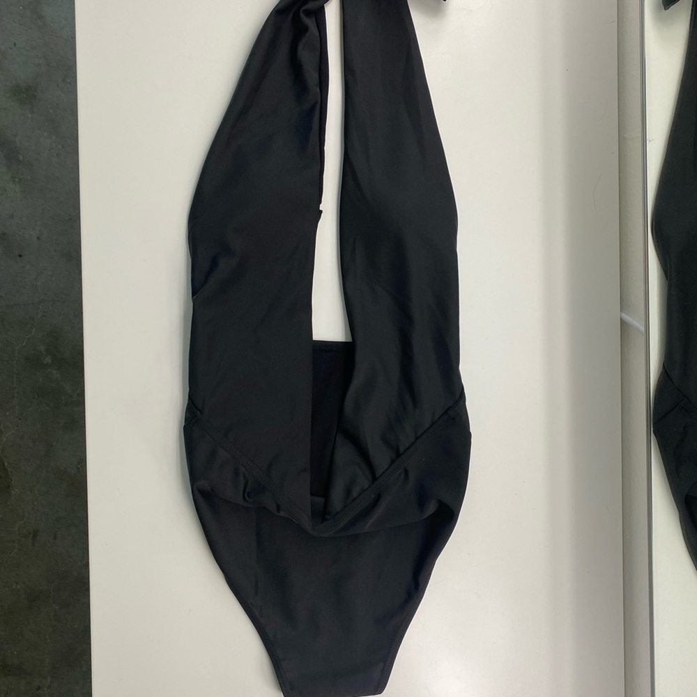 Black Deep V Bodysuit